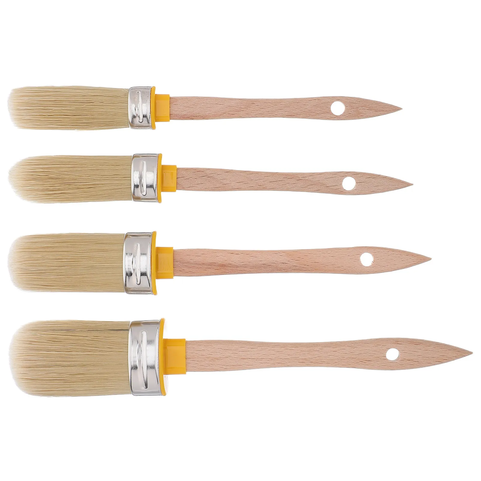 4Pcs Oval Paint Brushes Short Handle Edging Brush Set for Oil Watercolor Walls Furniture Wood Painting Art Student