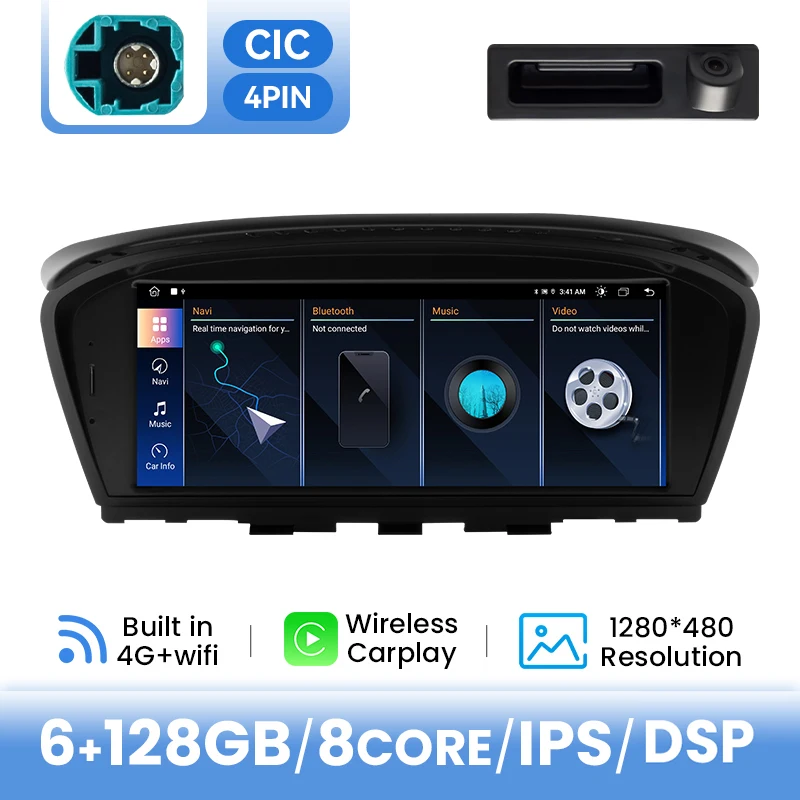 8-core Android 14 draadloze Carplay en Android Auto multimediaspeler voor BMW 5/3 Serie E60 E61 E63 E64 E90 E91 E92 CCC CIC DSP