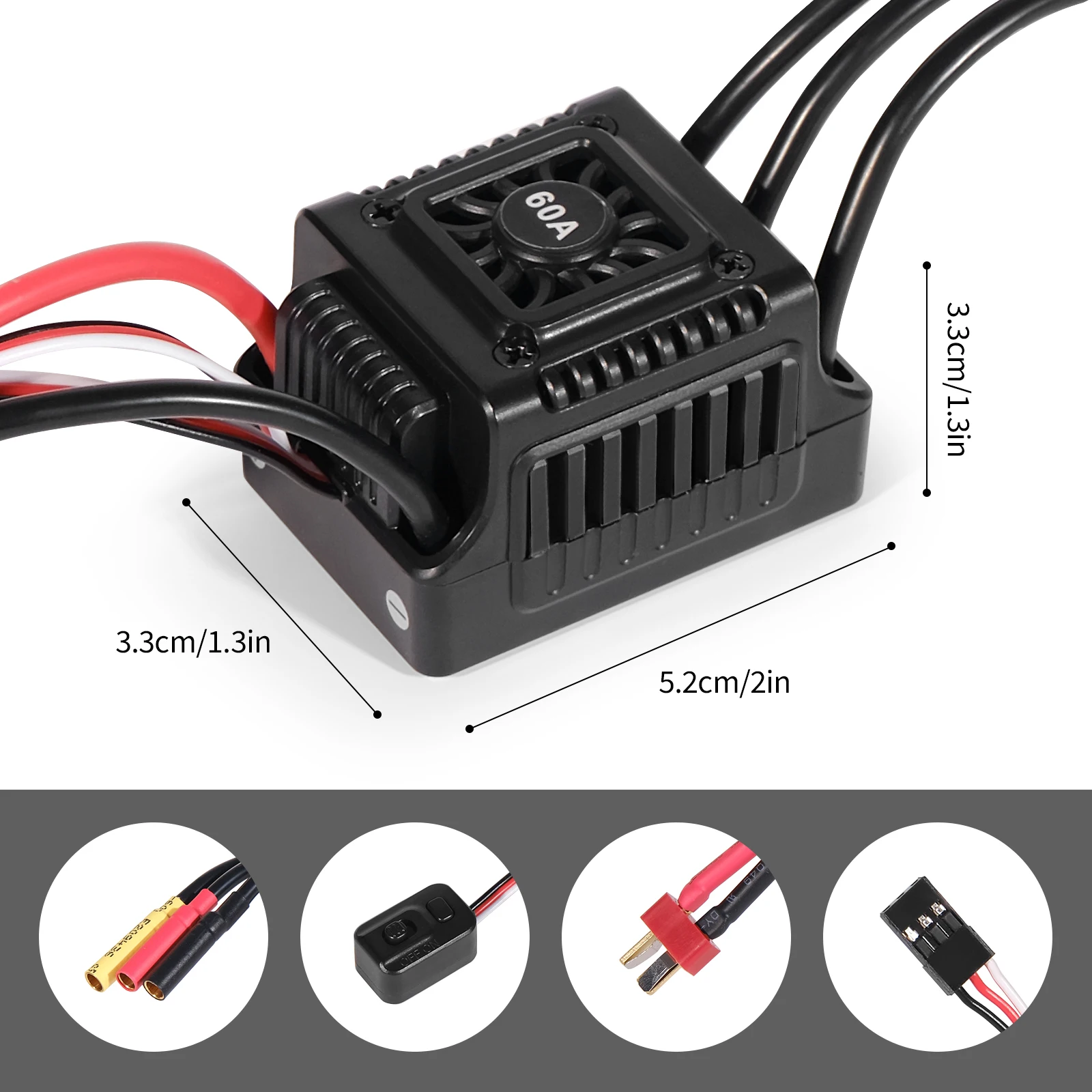 YSIDO Waterproof F540 Brushless Motor & 60A ESC W/ Program Card Combo for 1/10 1/12 Traxxas Axial Wltoys RC Crawler Off-road Car