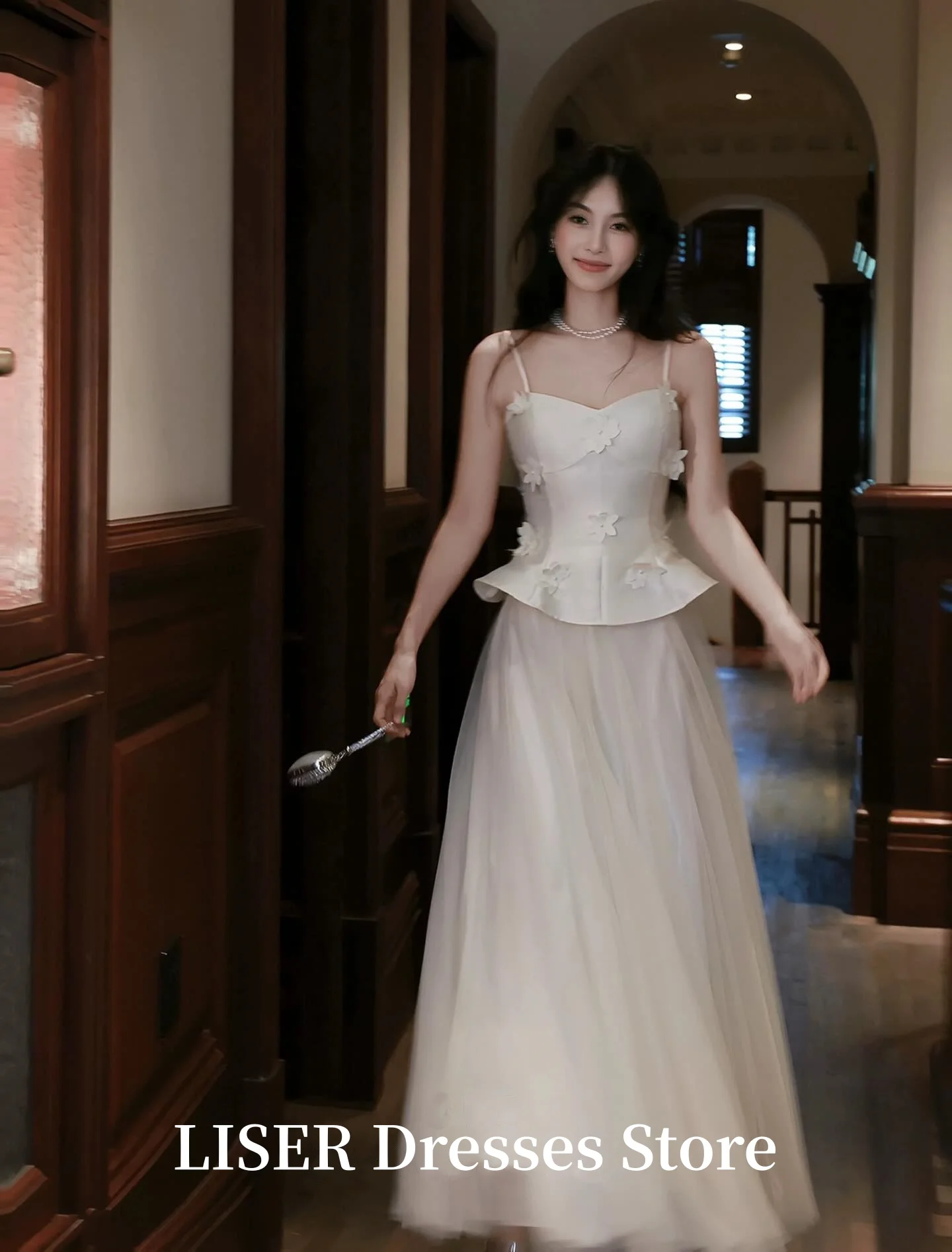 Liser Appliques A-Line Sweet Korea Wedding Dress Modern Silk Satin Tulle Elegant Bridal Gowns Photo Shoot 저녁 드레스 Customized