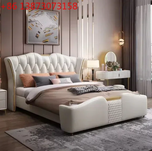 

Современная роскошная кровать размера King Size с каркасом из массива дерева, хит продаж для домашней спальни, двуспальная кровать Queen Size с функцией массажа и местом для хранения