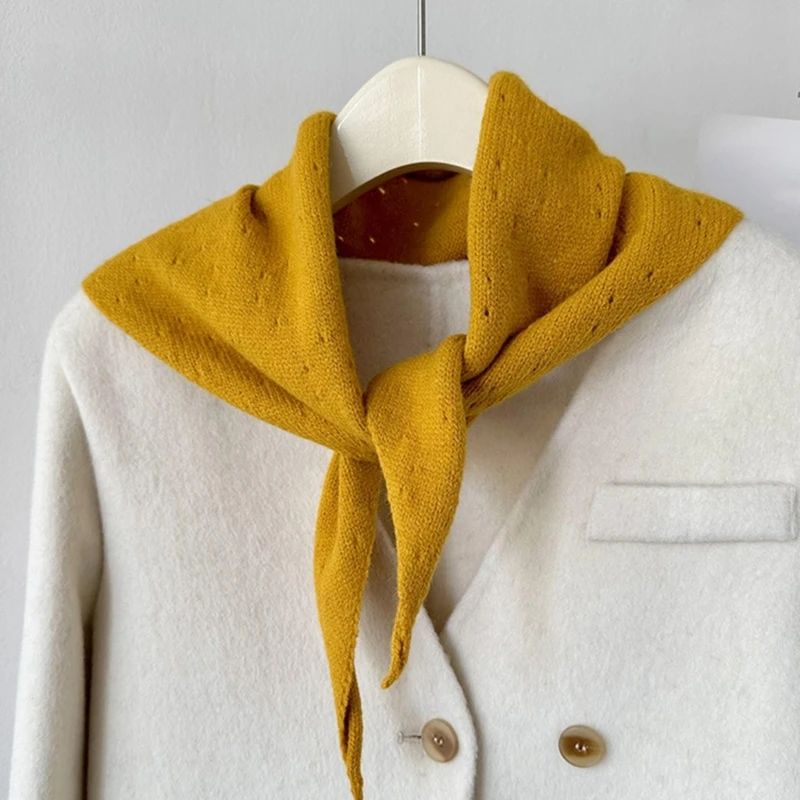 

X4YC Universal Women Commute Shawl Winter Solid Color Knit Triangle Scarf Lightweight