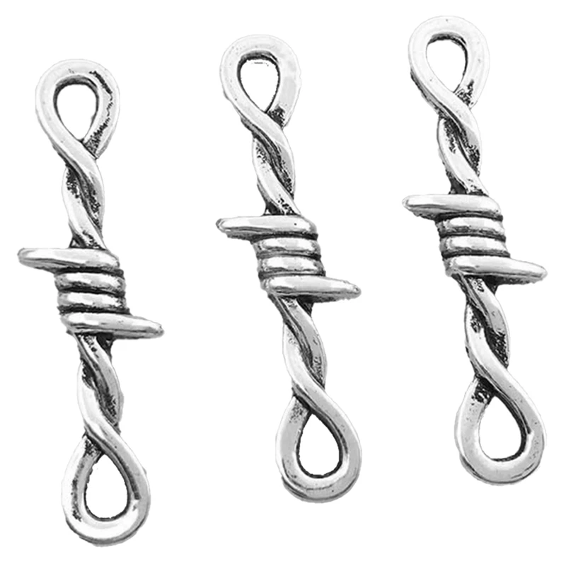 Gothic Barbed Wire Thorns Silver Metal Thorns Pendant Accessories Vintage Metal Connector Charms