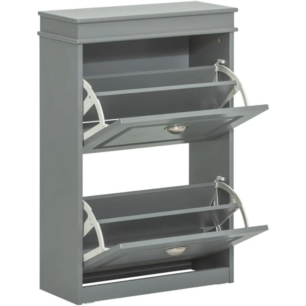 خزانة تخزين أحذية رفيعة مع درجين قابلين للطي للمدخل والممر، باللون الأخضر #4