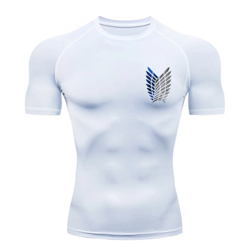 Anime Attack Compression Tshirt Men Fitness Tight Long Sleeve Sport T shirt Training Jogging Shirts Gym Sportswear Quick Dry
