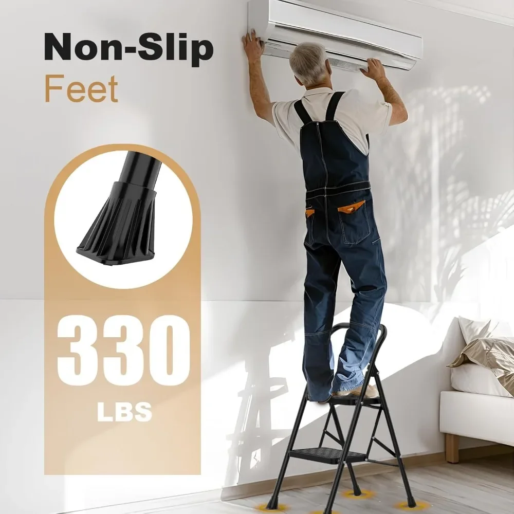 2 Step Ladder, Stool for Adults,2 Step Ladder Folding Step Stool with Wide Pedal Ergonomic Design