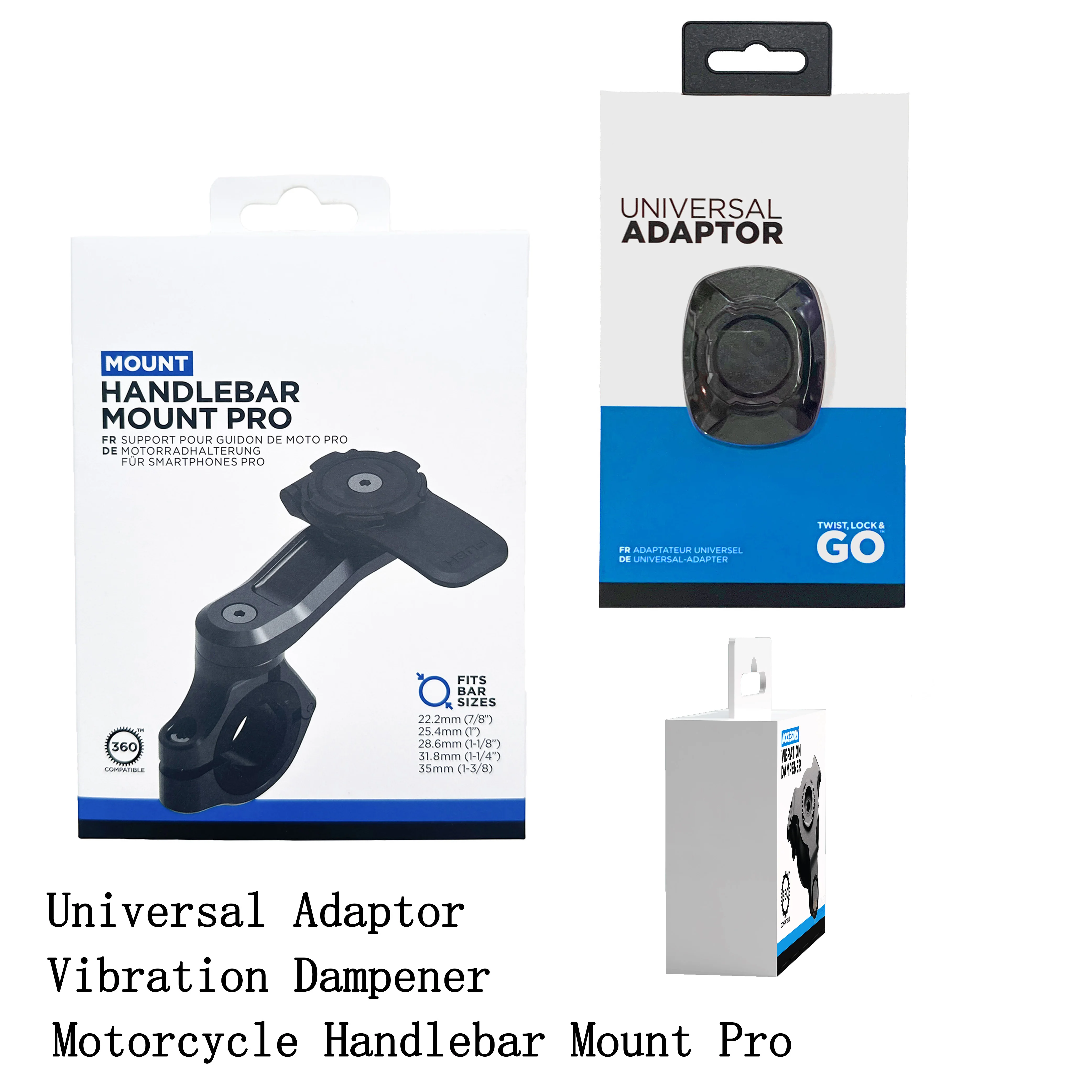 

Motorcycle Phone Bracket Kit-Motorcycle Handlebar Mount Pro+Vibration Dampener+Universal Adaptor