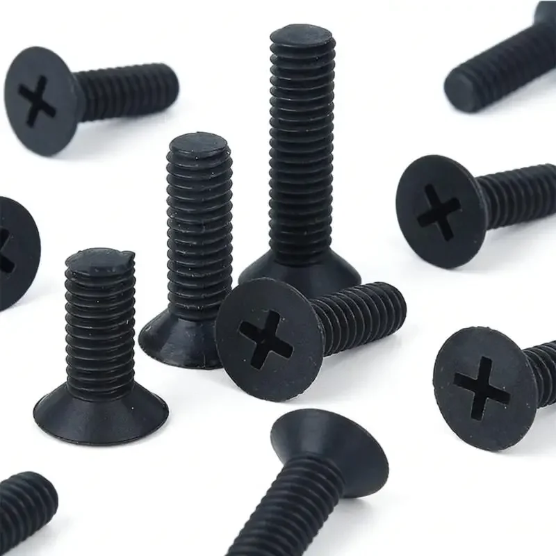 50/100pcs Black Nylon Countersunk Head Screw M2.5 M3 M4 M5 M6 Plastic Phillips Flat Head Screws Bolts 5mm-30mm