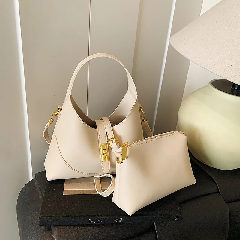 

2025 Новые простые модные сумки на плечо и через плечо из искусственной кожи, однотонные, универсальные, высококачественные, стильный дизайн, женская сумка