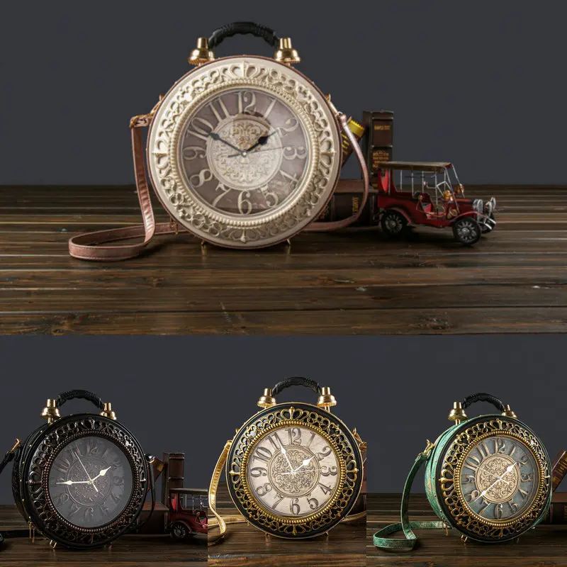 Luxury Designer Ladies Purses and Handbags Shoulder Bags funny clock-shaped bag funny Women's round bag pu leather Woman's bag
