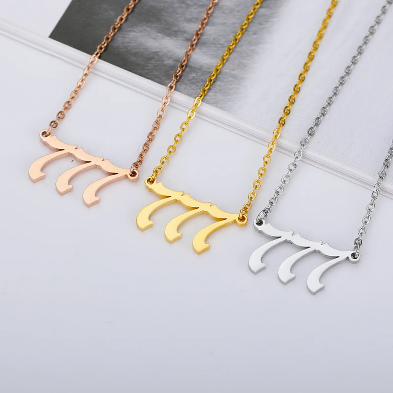 Stainless Steel Angel Number Necklace for Women Men 111 222 333 444 555 666 777 888 999  Necklace Choker Jewelry Collier