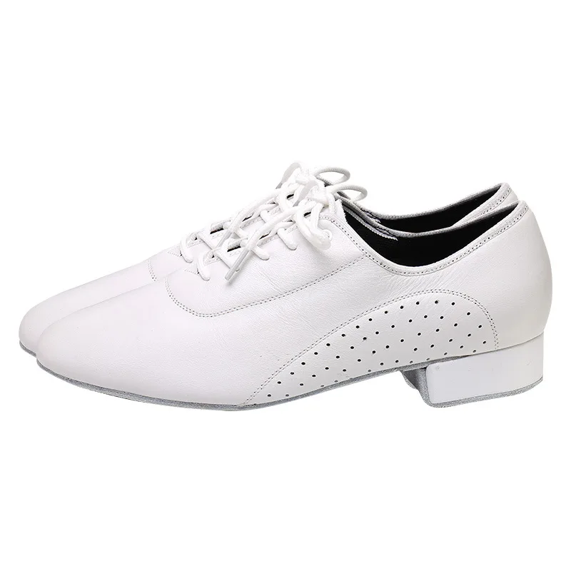 Male Dance Shoes Modern Dancing Shoes Square Natural Leather Ballroom Male Sneakers Breathable Latin Dance Shoes For Men