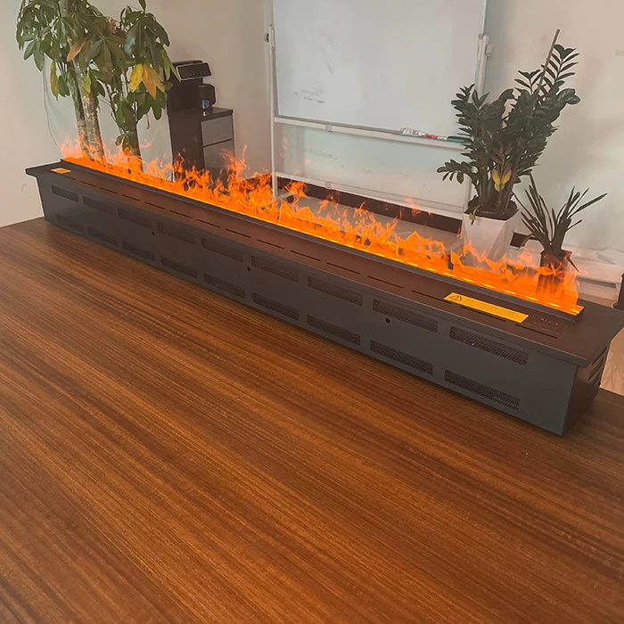 Water Vapor Fireplace, 700mm Stainless Steel 3D Electric Fireplace, Atomizing LED Mist Ventless Decorative Fireplace Insert
