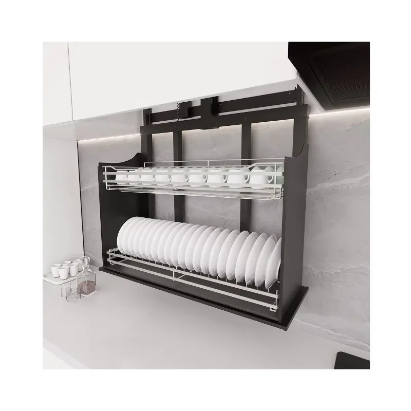 

Multifunctional Electric Touch-Controlled Aluminum Alloy Tableware Storage Pull-Down Basket Lift Kitchen Storage Cabinet