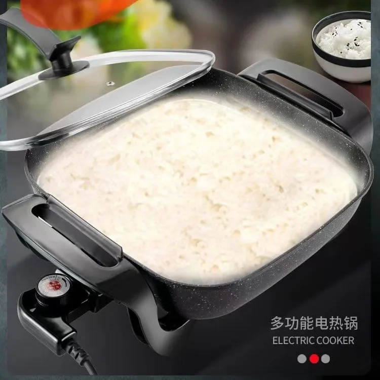 Multi-Function Square Electric Cooker Non-Stick Integrated Pot US EU British Plug Electric Frying Pan Hot Pot for Home Kitchen