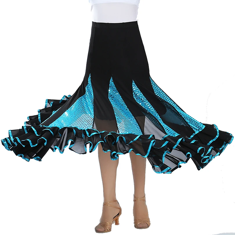customized women's adult modern dance costume big swing skirt ballroom dance half skirt waltz performance dance long skirt
