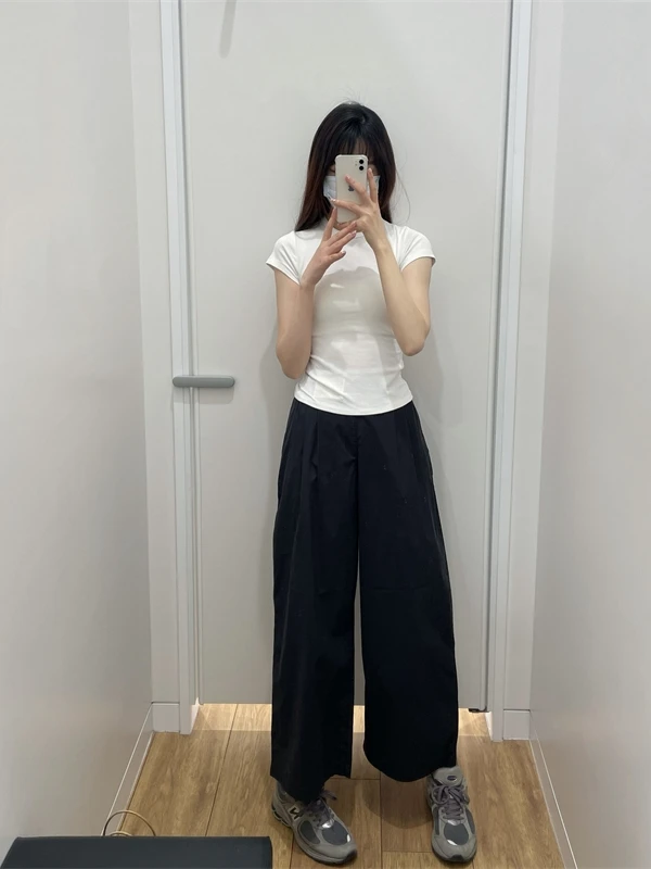 

Girls Casual Comfortable Pleated Wide Leg Pants Straight Cut Long Trousers Spring Summer New Sle Children's Clothing