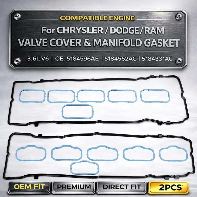 

Прокладка клапанной крышки для Chrysler Dodge Ram 2011-2016 3.6L V6, превосходное уплотнение, оригинальный номер 5184596AE, детали прокладок двигателя