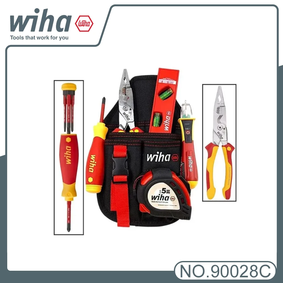 Wiha 90028C Insulated Multielectrician Tool Set with Pouch Wire Stripper Screwdriver Tape Measure