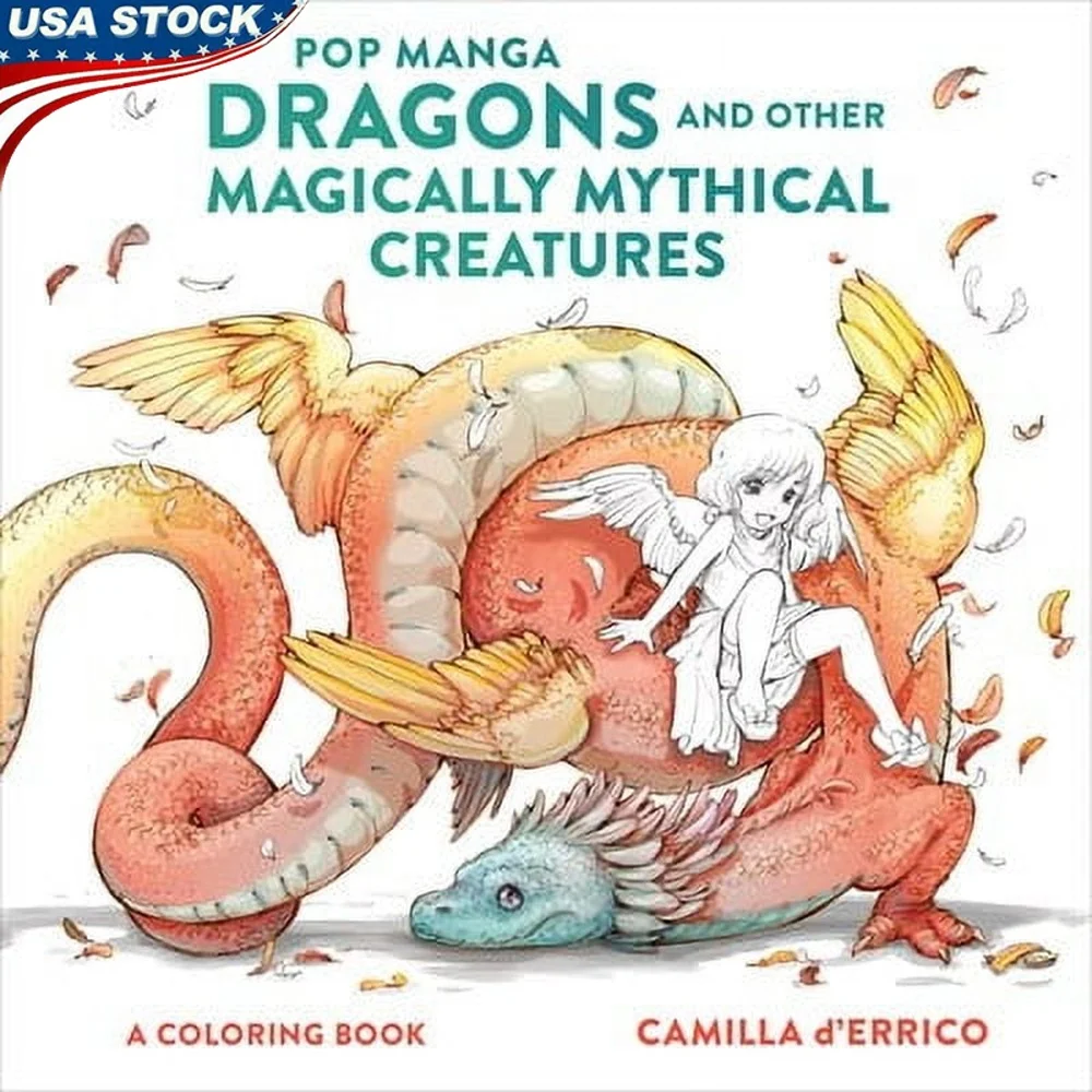 

Coloring Book Pop Manga Dragons Mythical Creatures 80 Pages Paperback Surreal Beasts Gryphons Hydras Centaurs Unique Art