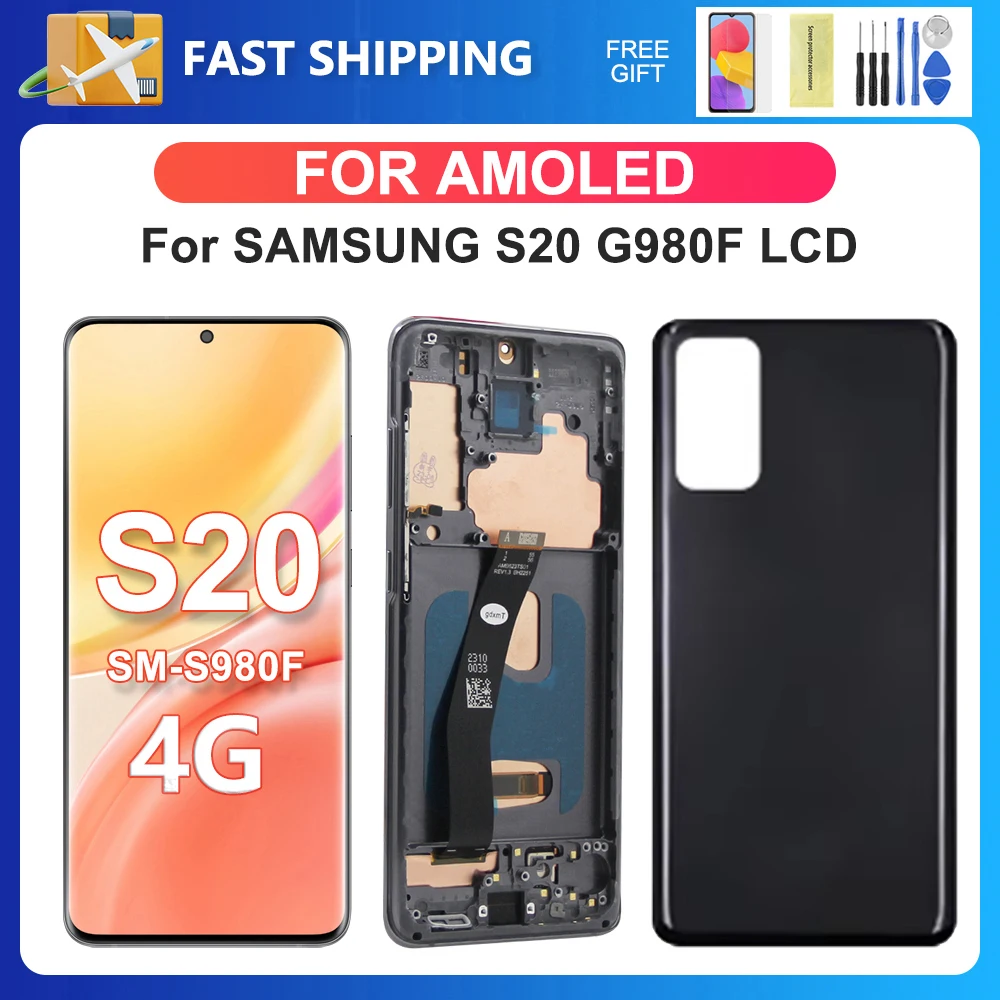 For AMOLED S20 4G 6.2\'\'For Samsung S20 SM-G980 SM-G980F SM-G980F/DS LCD Display Touch Screen Digitizer Assembly Replacement