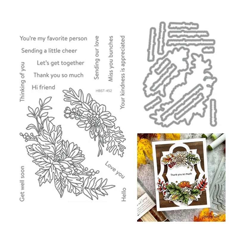 Clear Stamps for New 2022 for Scrapbooking Paper Making Fall Swags Flower Frame Craft Card Cutting Dies