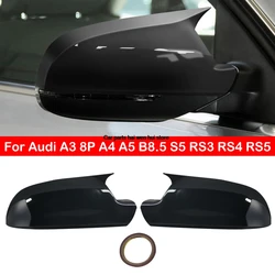 For Audi A3 8P A4 A5 B8.5 S5 RS3 RS4 RS5 Rearview Side Mirror Cover Wing Cap Exterior Door Rear View Case Trim Carbon Fiber Look