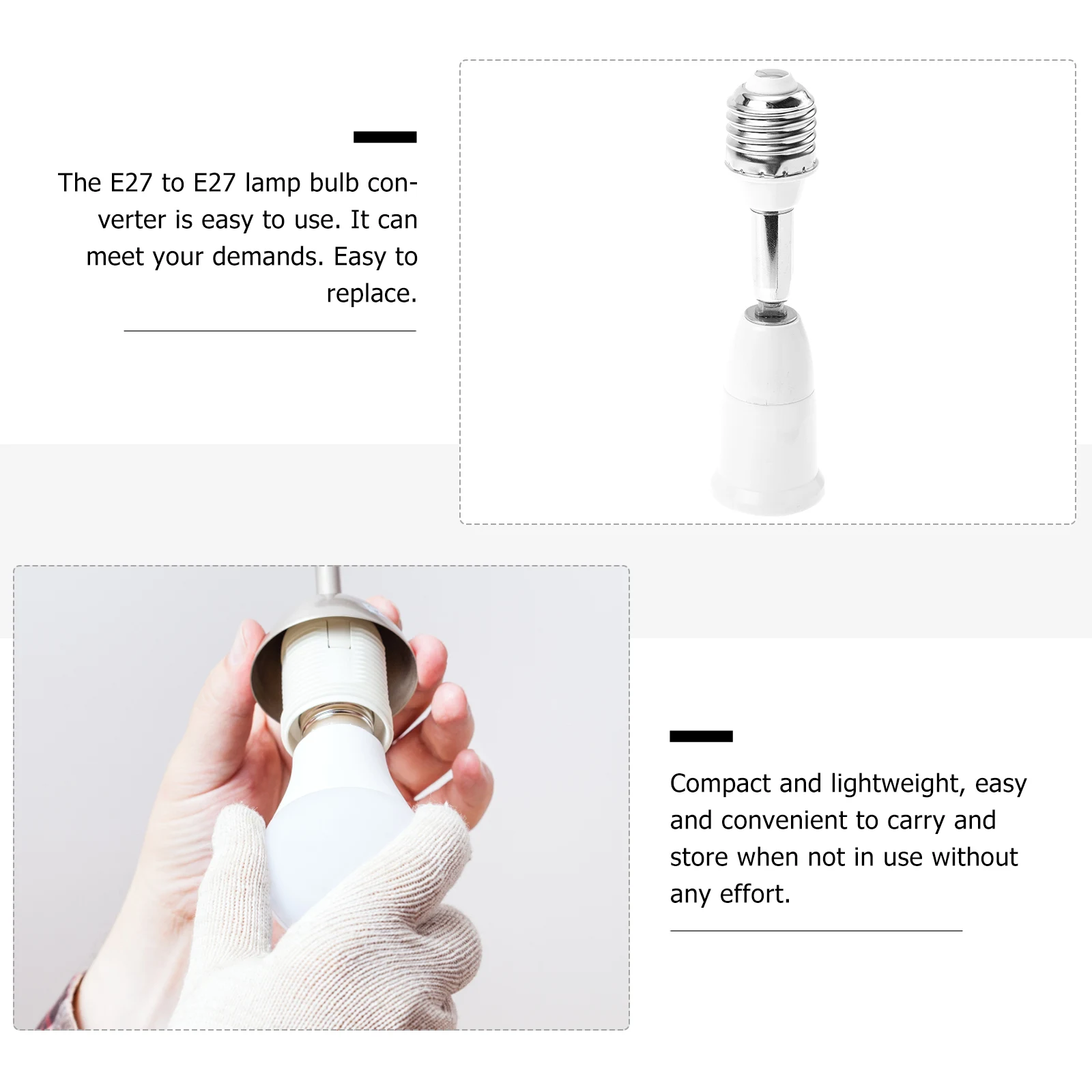 

2Pcs E27 to E27 Light Converter Lamp Bulb Adapter Long Flexible Base Conversion Hose for DIY Lampshade Ceiling Table Light