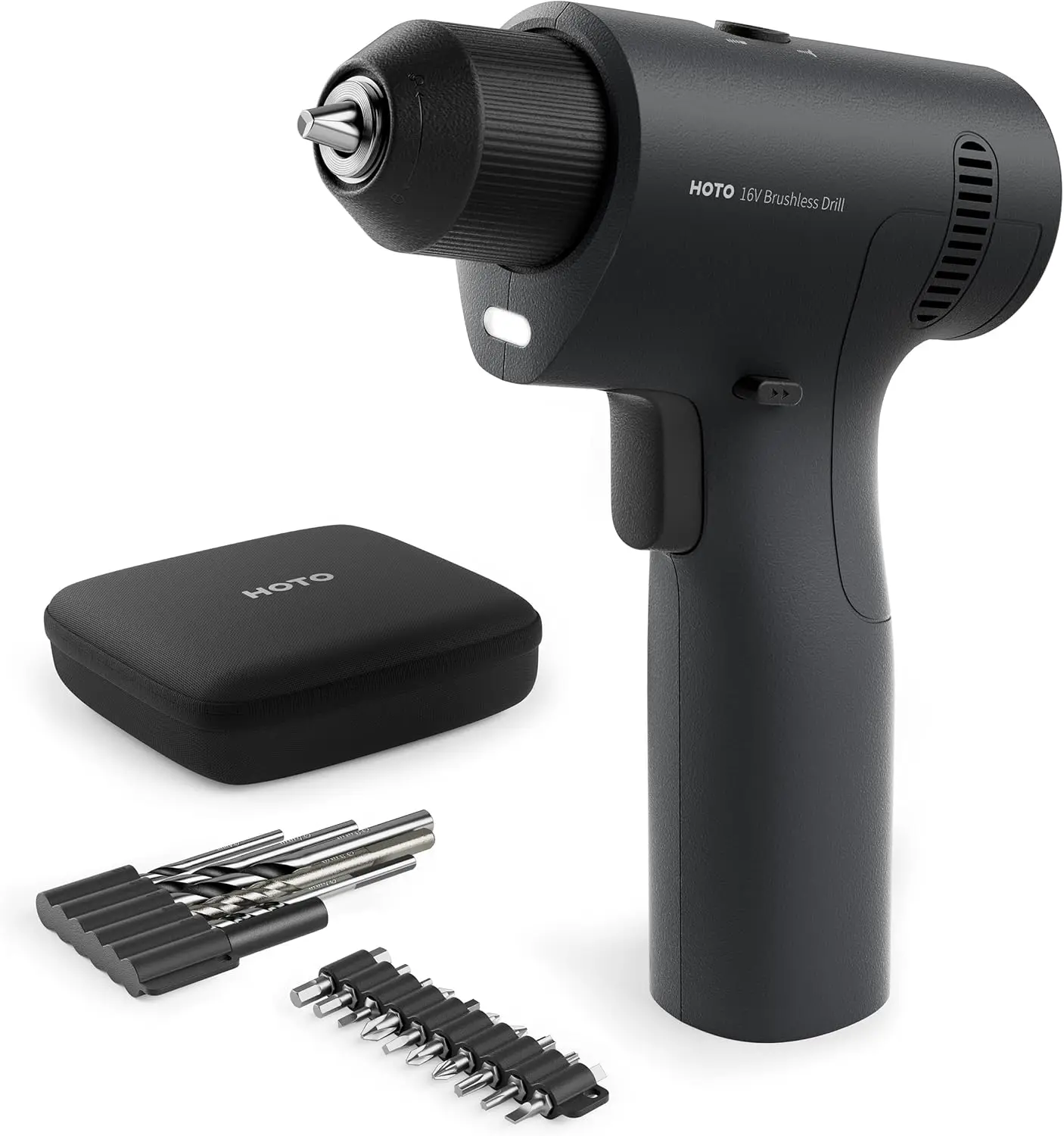 

Brushless Power Drill, 16V Cordless Drill 50 N·m Torque with Smart Display, Auto Mode, LED Light, 10 Bits, 5 Drill Bits, Keyless