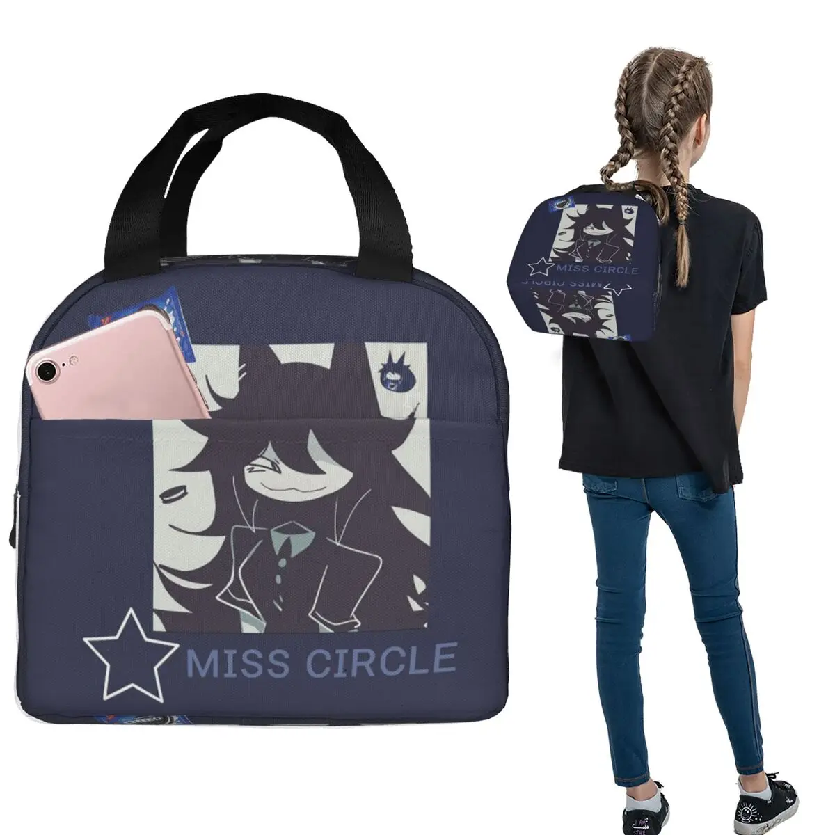 

Изолированная сумка для обеда Miss Circle для женщин и детей, герметичные коробки для еды, термосумка для ланча