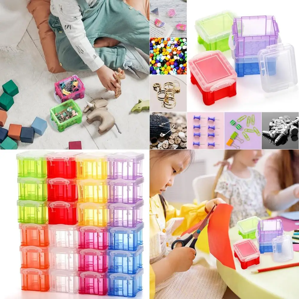 

8-Color Stackable Mini Storage Boxes with Lids, 3.3x2.6x2 Clear Plastic, Organizer for Small Items