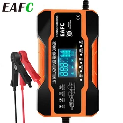 EAFC 12A/10A Auto-acculader 12V 7-traps slimme auto-acculader Pulsreparatielader voor AGM GEL NAT Loodzuur