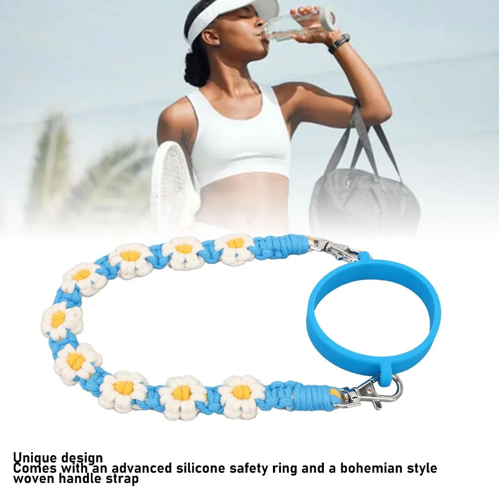 Durable Silicone Water Bottle Handle Hand Woven Portable Water Cup Rope Bottle Lanyard Handbags