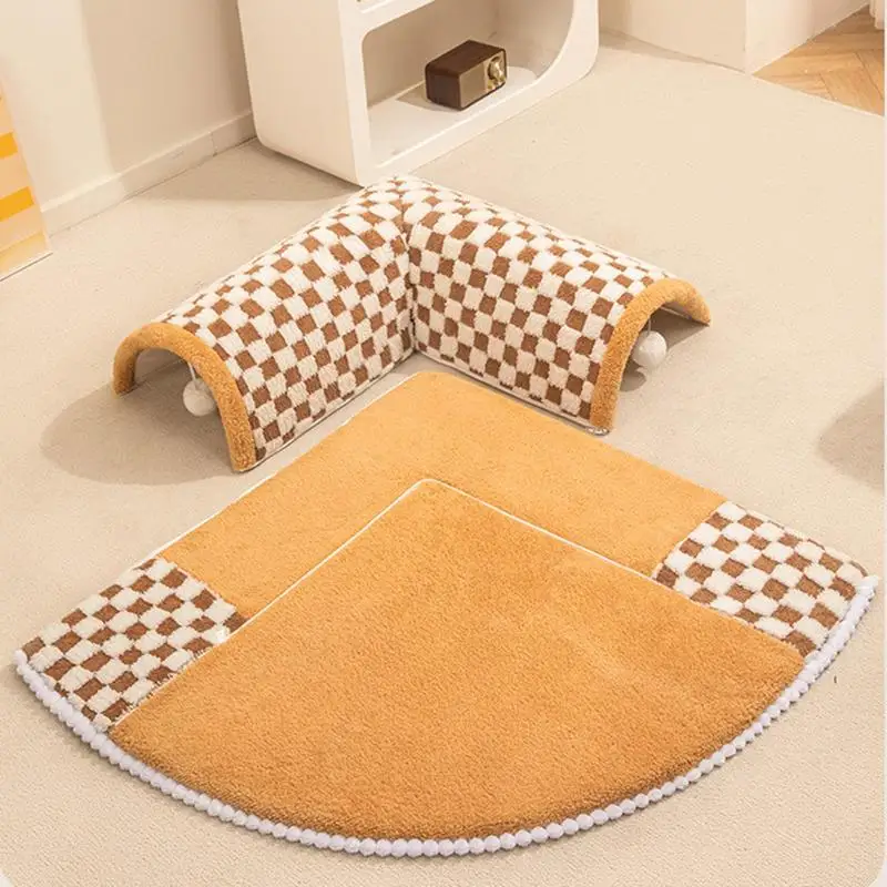 2 in 1 Plush Cat Tunnel Bed Plush Pet Bed with Suspension Ball Large Cat Tunnel Bed Tunnel Cat Haven Winter Warm Cat Mat