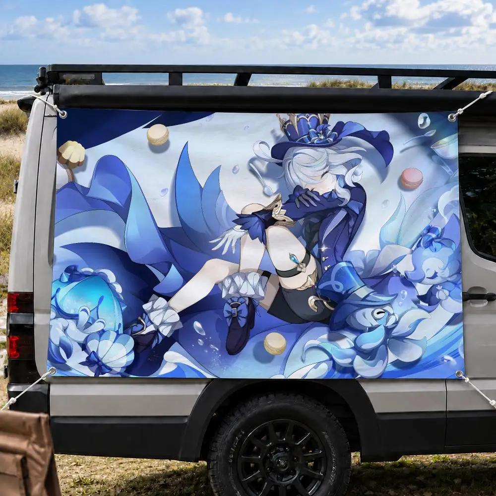 Genshin Furina Fantasy Anime Game Flags Decorative Banners Suitable For Outdoor Camping Family Parties And Garden Walls Gift