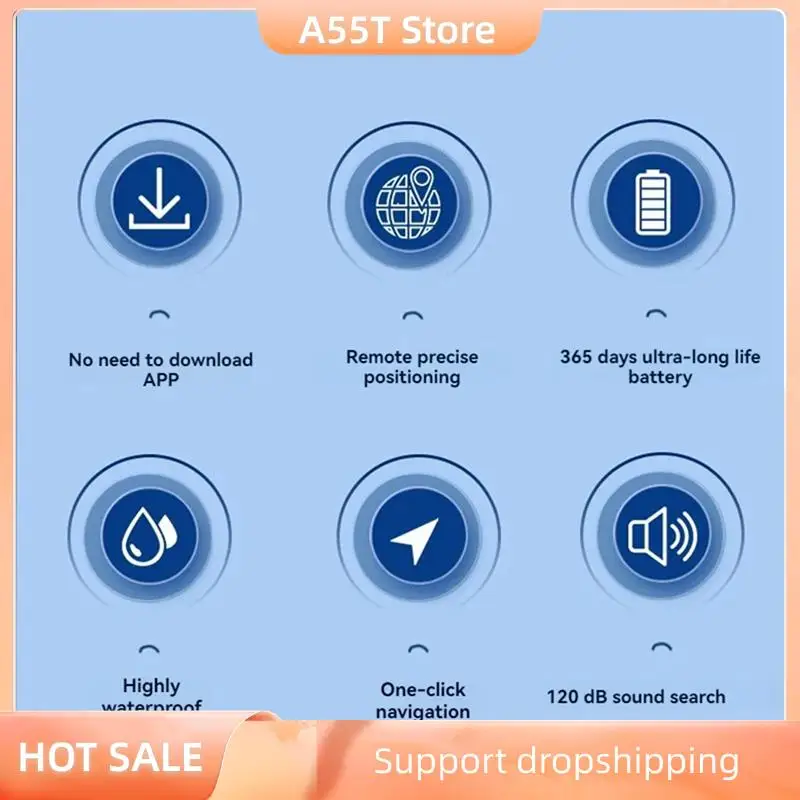 

A55T Мини-локатор слежения для Airtag Findmy Global Search Anti Loss Locator Мини-круглый трекер для детей, собак, домашних животных