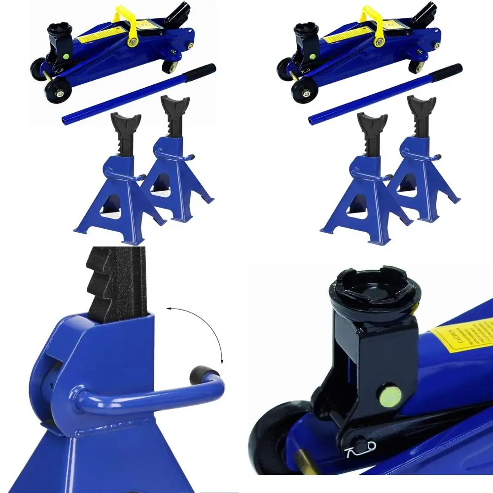 

Пара подставок-опор для автомобиля на 3 тонны и портативный напольный домкрат на 2 тонны для подъема транспортных средств, диапазон 135-320 мм