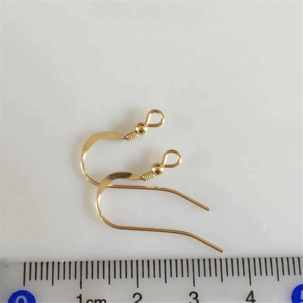 2prs 14K Gold Filled Coiled Flat Ear Wires w/ 2mm Bead for Earring Jewelry Making 1/20 14K