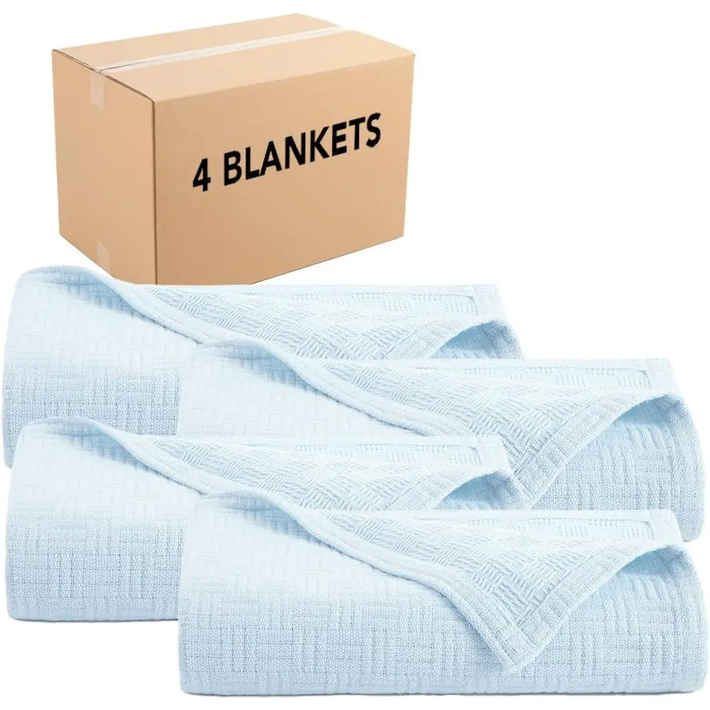 Arkwright Basket Weave Queen Blanket - Case o 4-100% Ringspun Cotton All Season Blankets, Luxury Hotel Quality, Sot on Skin, Bre