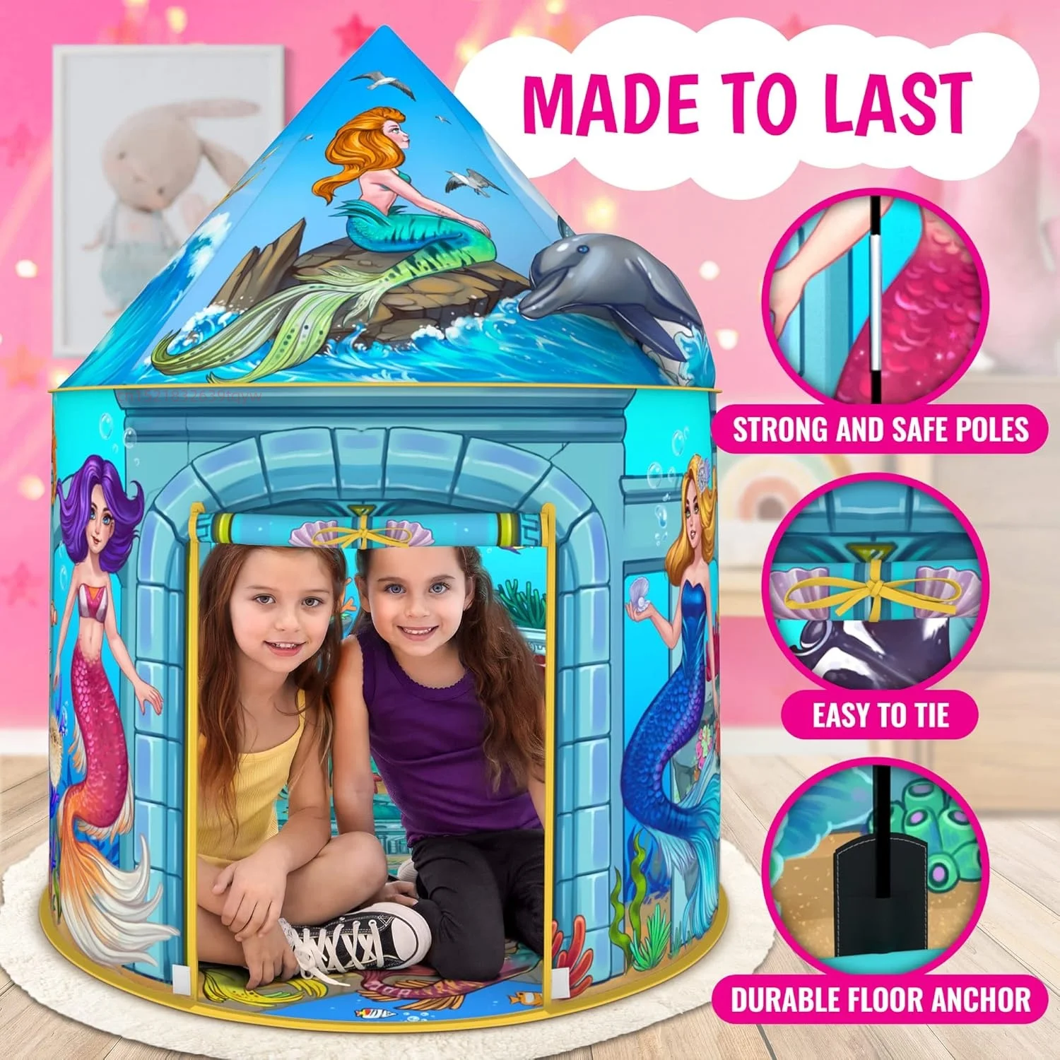 Spielzeugzelt, Spielzelt, Kinderspielhaus, Innenzelt für Prinzessin, Meerjungfrau, Kinderspielzelt, Spielhaus unter dem Meer, Pop-Up-Fess