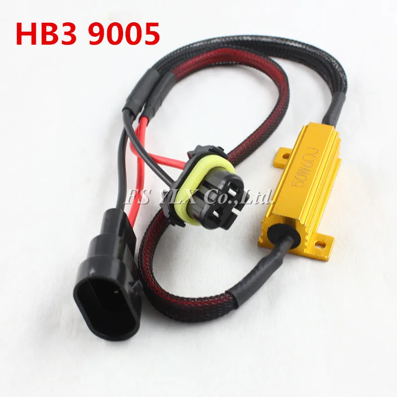 FSYLX 2PC 9006 9005 H11 H9 H8 H7 H1 H3 Car LED Warning Canceller cable HB4 9006 LED fog lamps Canbus Load Resistor harness 50W