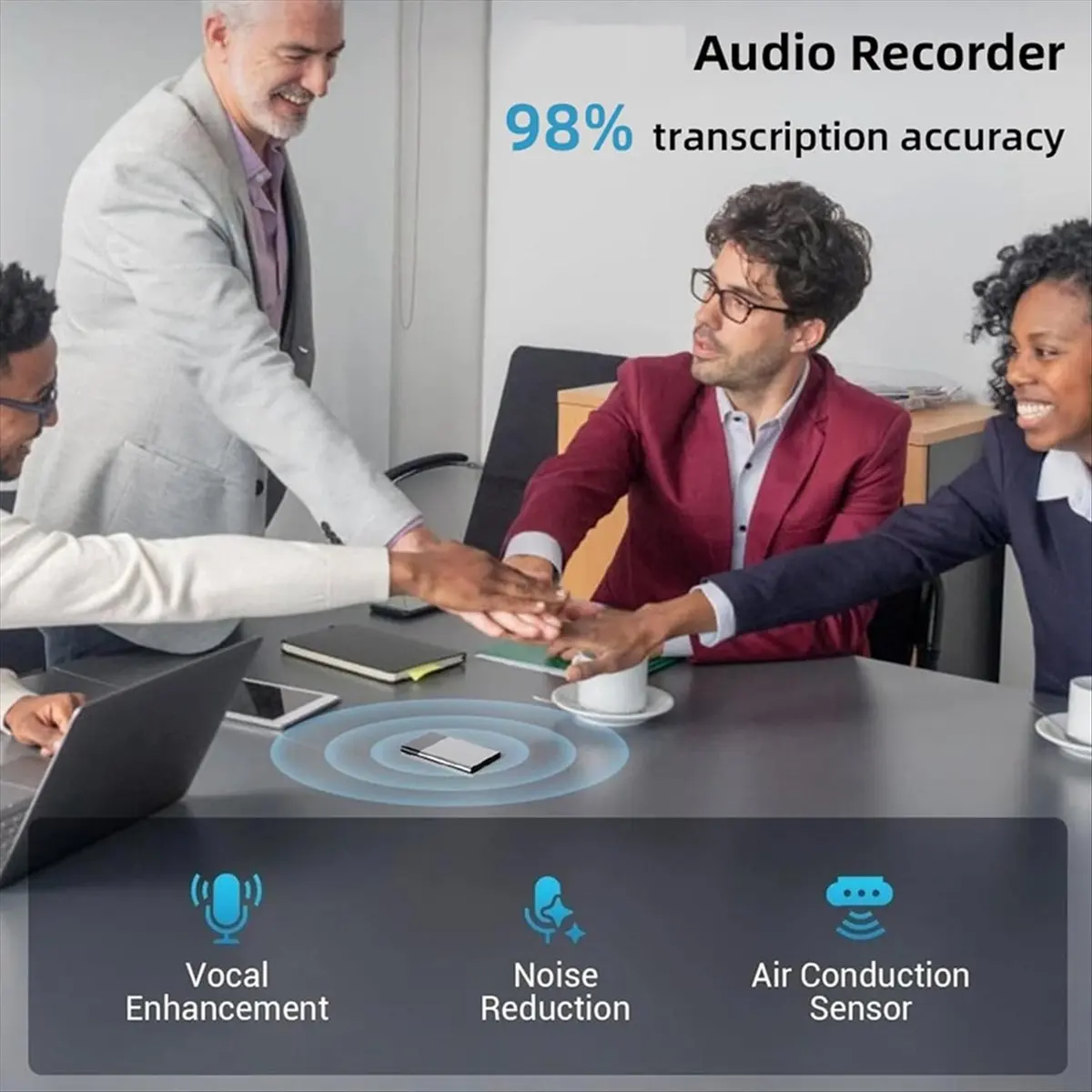 مسجل صوت AI، مسجل صوت رقمي 64 جيجابايت، التحكم في التطبيقات مع النسخ، 138 لغة، جهاز تسجيل احترافي #3
