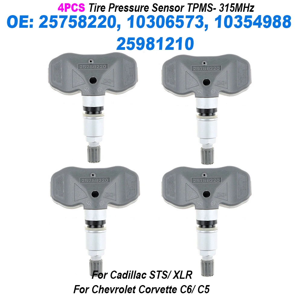 

4PCS 25758220 10306573 10354988 25981210 Tire Pressure Sensor TPMS 315MHz For Cadillac CTS STS For Chevrolet Corvette