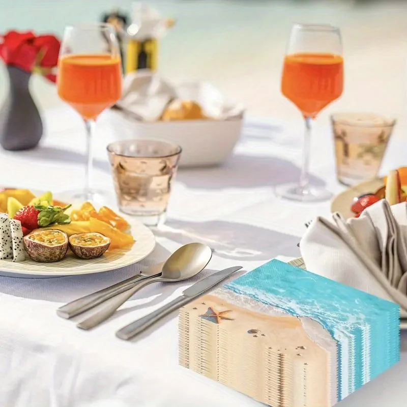 Summer Hawaiian Ocean Beach Theme Servietten – geeignet für Hochzeiten, Bars und Batmitzva, – dekorative Servietten im Sommer-Strand-Stil – Detail 8