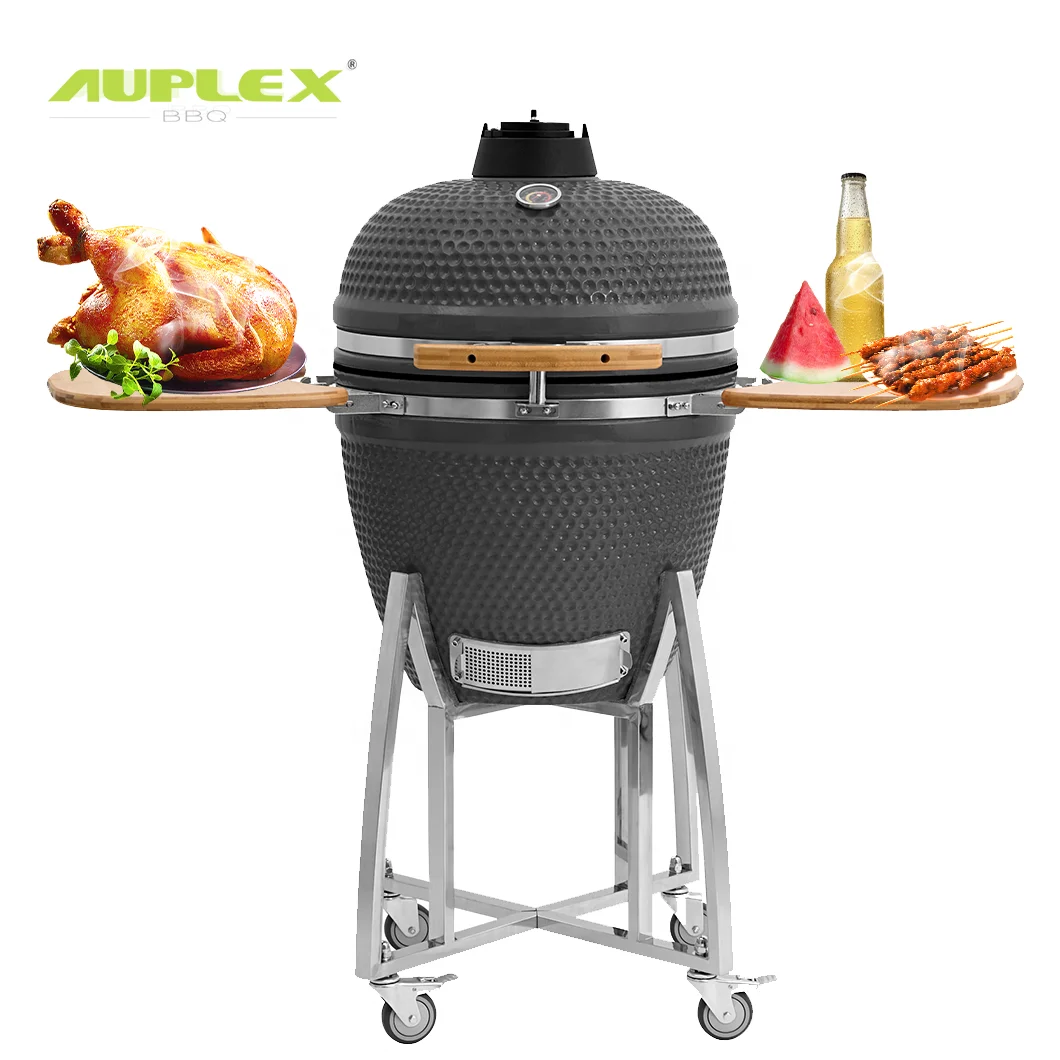 Auplex Classic Ceramic Kamado 21 Inch XL Big Joe Green Color Egg Bbq Charcoal Kamado Grill With Outdoor Kitchen