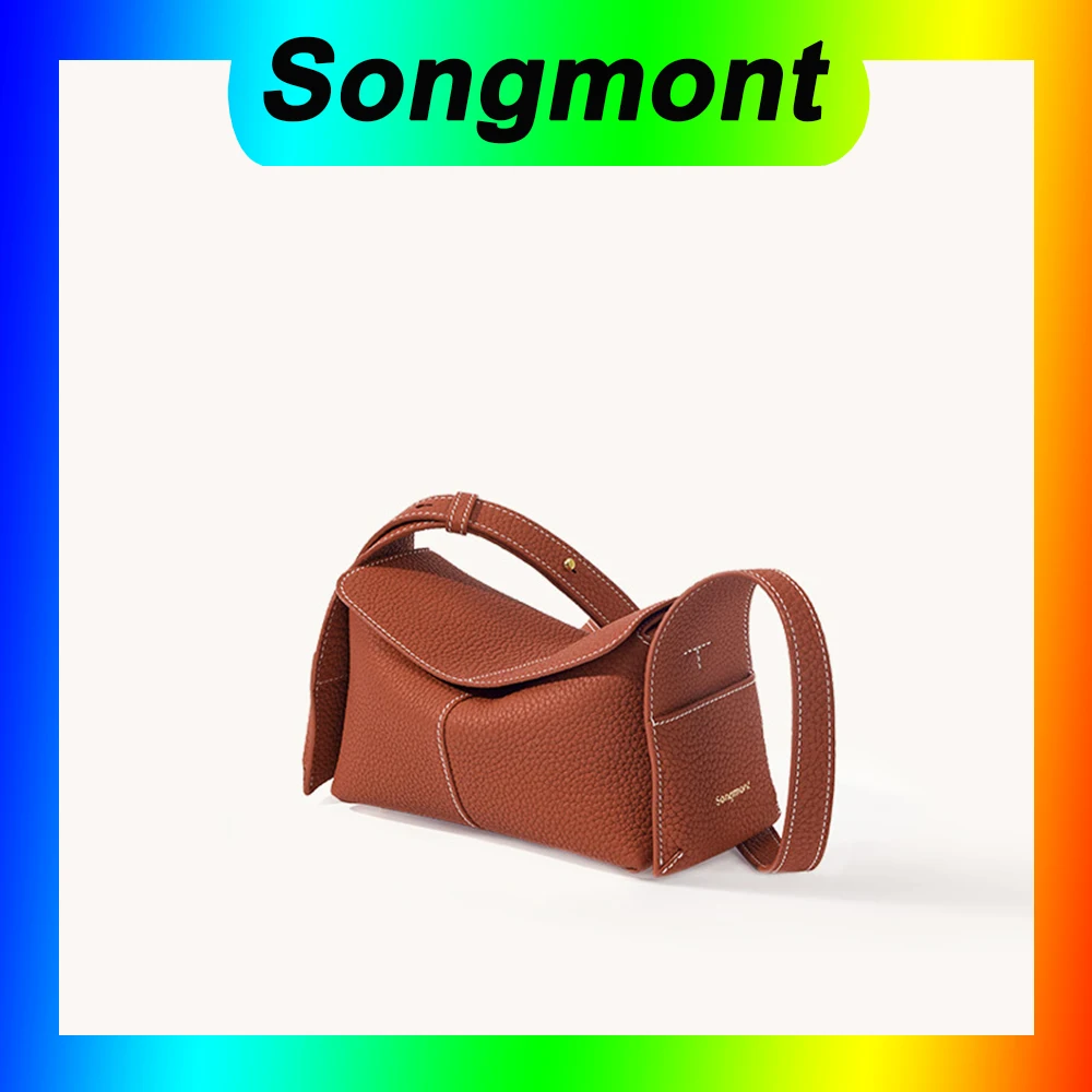 

Songmont handbag hanging ear series mini eaves bag head layer cowhide leather commuter crossbody hobo bag
