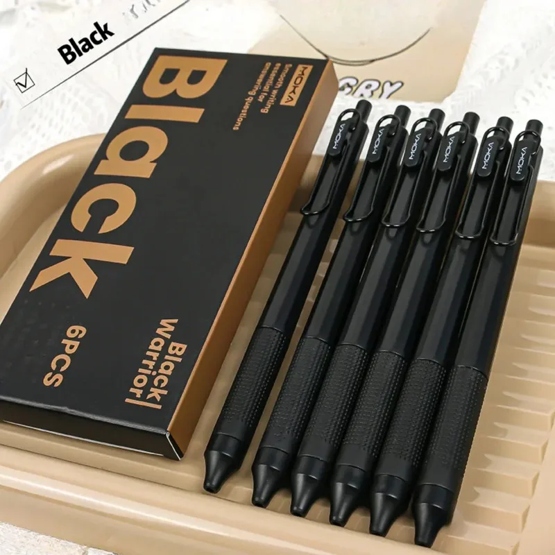 6Pcs Retractable Gel Ink Pen,  Silicone Pen Grip ST Tip, Quick-Drying Ink No Smudge 0.5mm Black Ink,Smooth Writting ,Christmas
