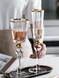 Northern Europe Phnom Penh Goblet Wine Glass Vintage Red Wine Glass Gold Edged Champagne Whiskey Cup Household Bar Drinkware