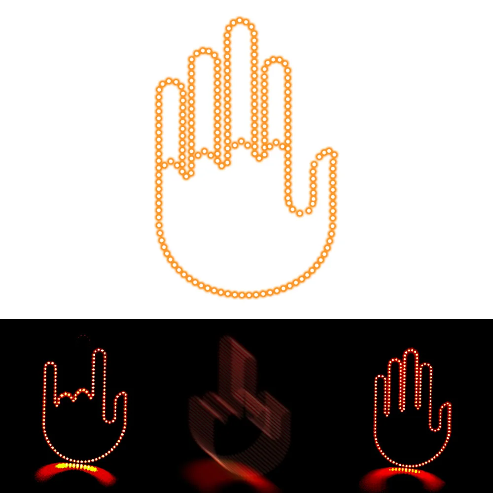 New LED Illuminated Gesture Light Car Finger Light With Remote Road Rage Signs Middle Finger Gesture Light Hand Lamp