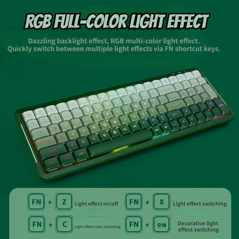 Imagem -03 - Echome-teclado Mecânico Ultra Fino do Metal Interruptor do Perfil Baixo Tri-modo sem Fio Luminoso do Rgb Jogos do Escritório